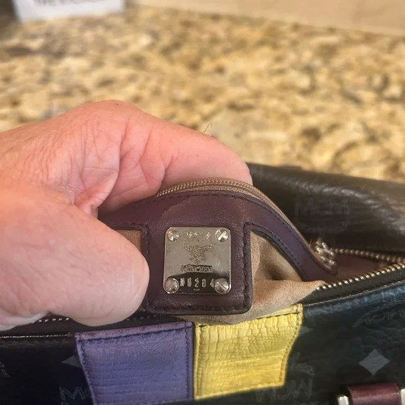 MCM Visetos Lion Princess Boston Bag Black in Leather - Picture 8 of 10